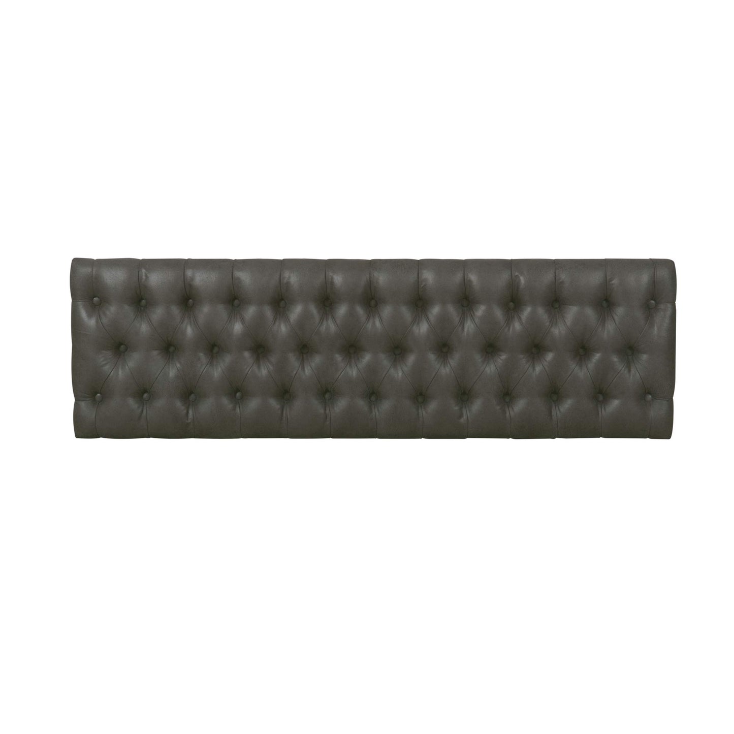 HomePop Upholstered Button Tufted Decorative Bench with Metal Base, Gray Faux Leather