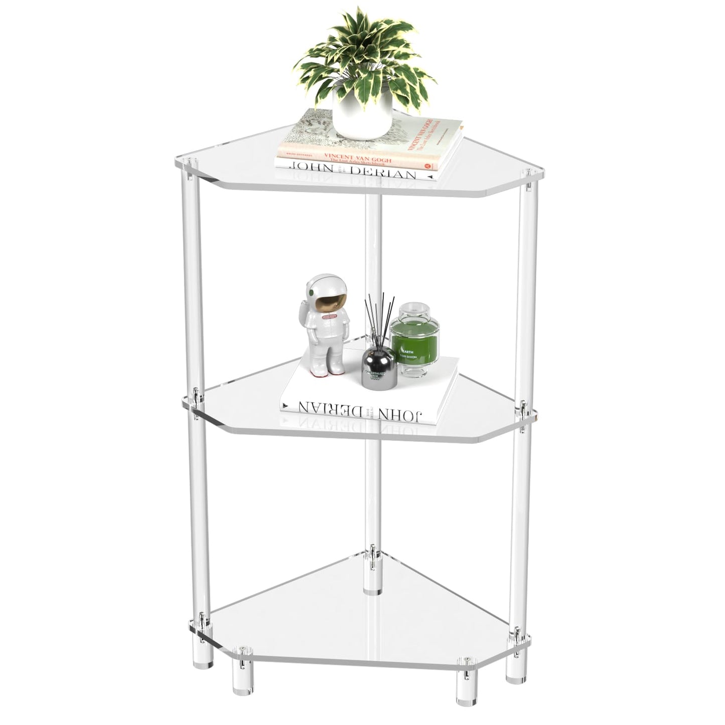Eglaf Acrylic Corner Side Table, 3 Tier Triangle End Table Side Table
