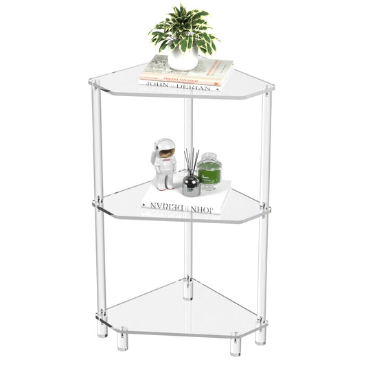 Eglaf Acrylic Corner Side Table, 3 Tier Triangle End Table Side Table