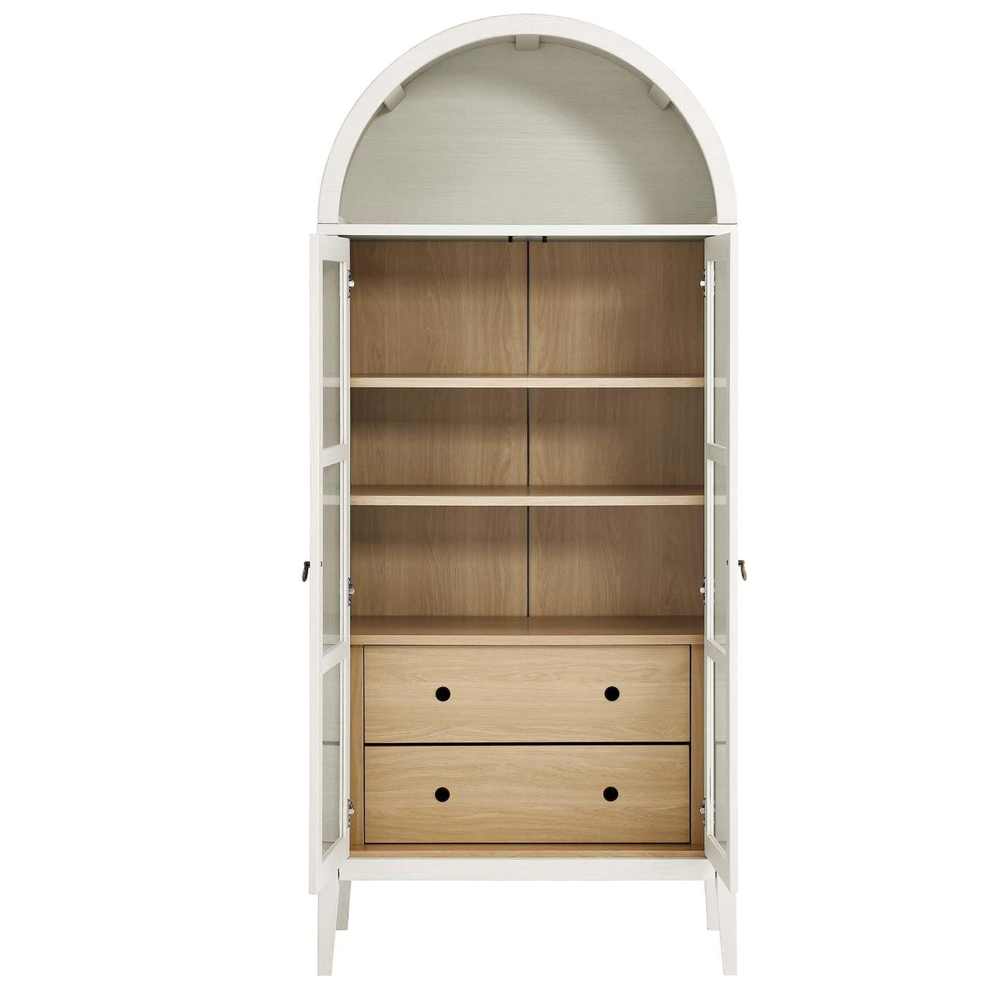 Modway EEI-6639-WHI-OAK Nolan Tall Arched Storage Display Cabinet, White Oak