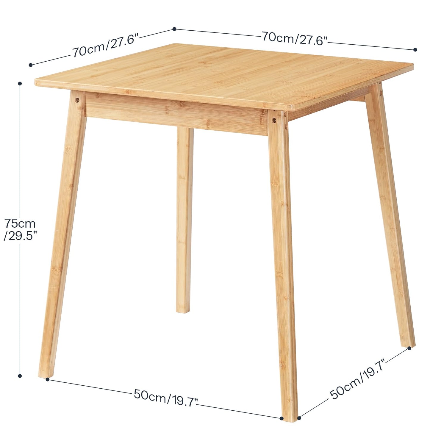 HOOBRO Bamboo Dining Table, Square Dining Table for 2, 27.6" Kitchen Table for Small Space, Writing Table, Easy to Assemble, for Dining Room, Living Room, Office, Kitchen, Natural YL70CZ01G1