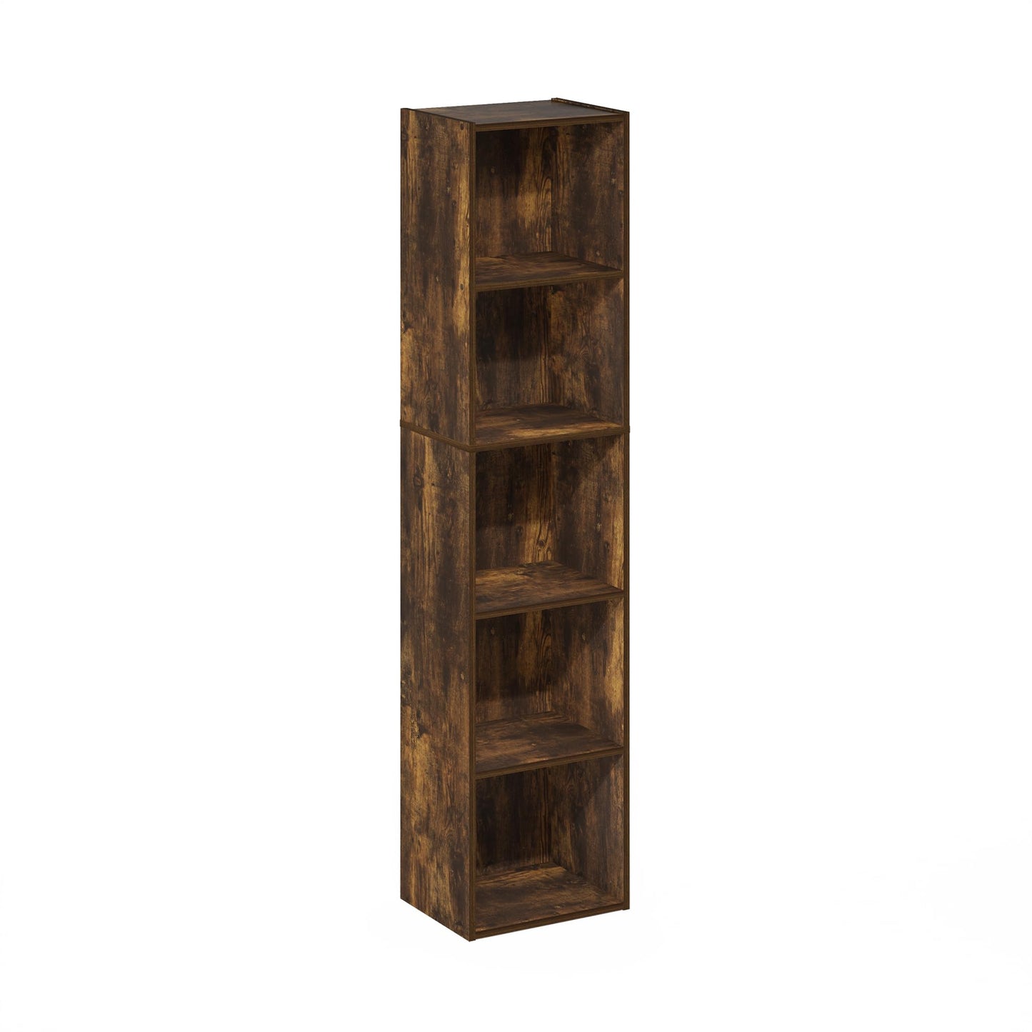 Furinno PASIR Book Shelf, 5-Tier Modern Bookshelf, Open Shelves Bookcase 9 x 12 x 52, Easy Assembly, for Living Room, Bedroom, Home Office, Amber Pine