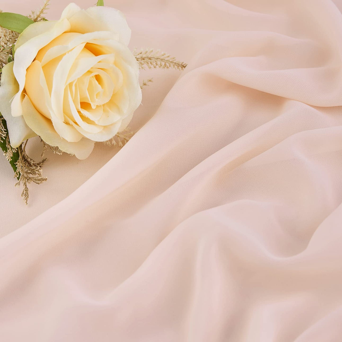Chiffon Table Runner Light Peach 27x120 Inches 10 Pieces Sheer Fabric 10ft Table Runners for Outdoor Wedding Party Decor