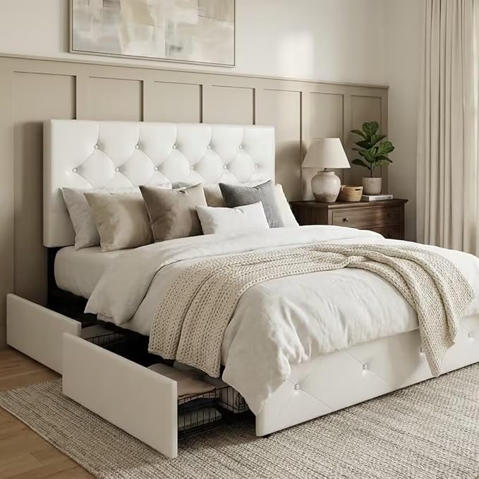Allewie Upholstered Queen Size Platform Bed Frame