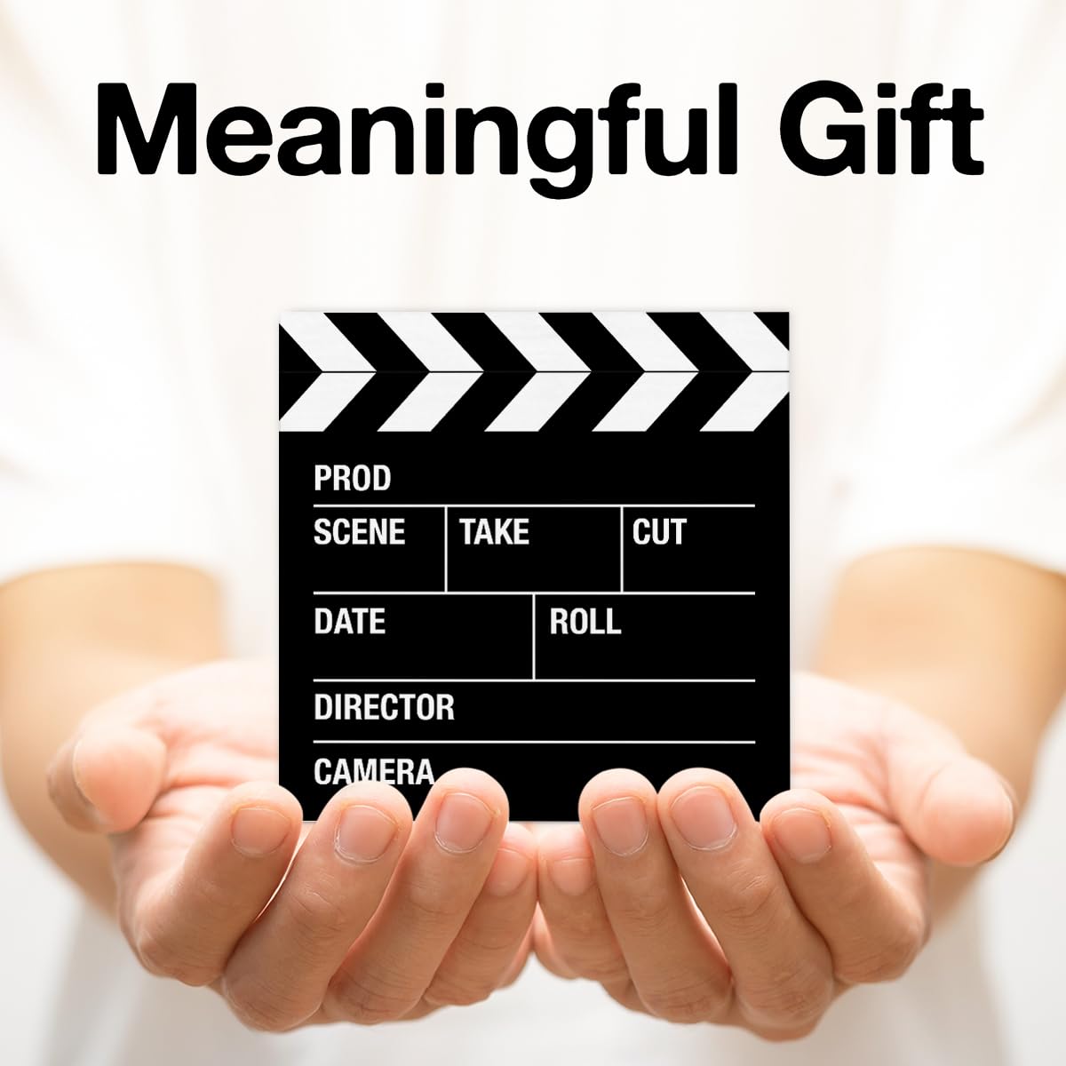 Movie Room Decor Sign, Gift for Filmmaker Director Crew Movies Lovers, Movie Night Film Slate Wooden Sign for Home Theater TV Room Table Shelf Decorations 5×5 Inches