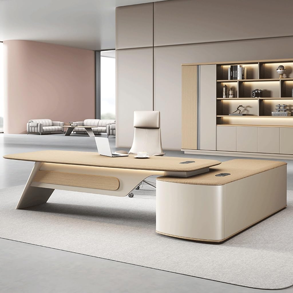 BGGJJ Computer Desk Simple CEO Boss Desk and Chair Modern Desk Large Desk Office Furniture Chairman Office Desk with Drawers