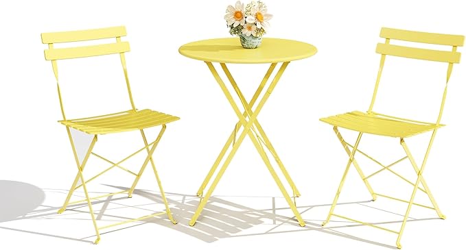 3-Piece Folding Bistro Set, Outdoor Patio Furniture Set