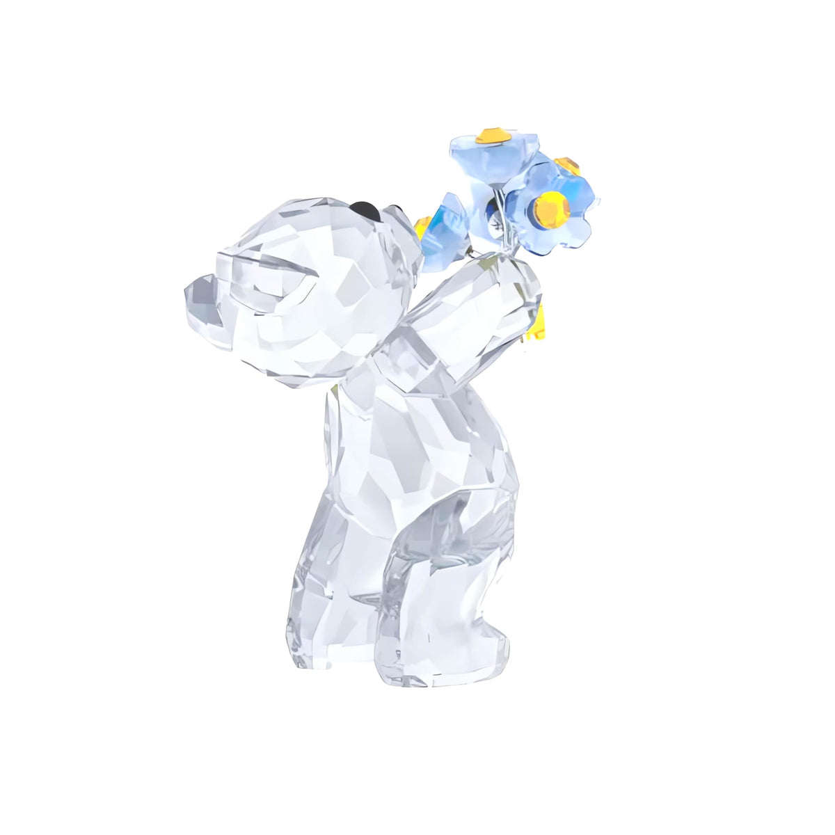 SWAROVSKI Kris Bears Forget Me Not, Clear Swarovski Crystal with Blue and Yellow Accents, Part of the Swarovski Kris Bears Collection