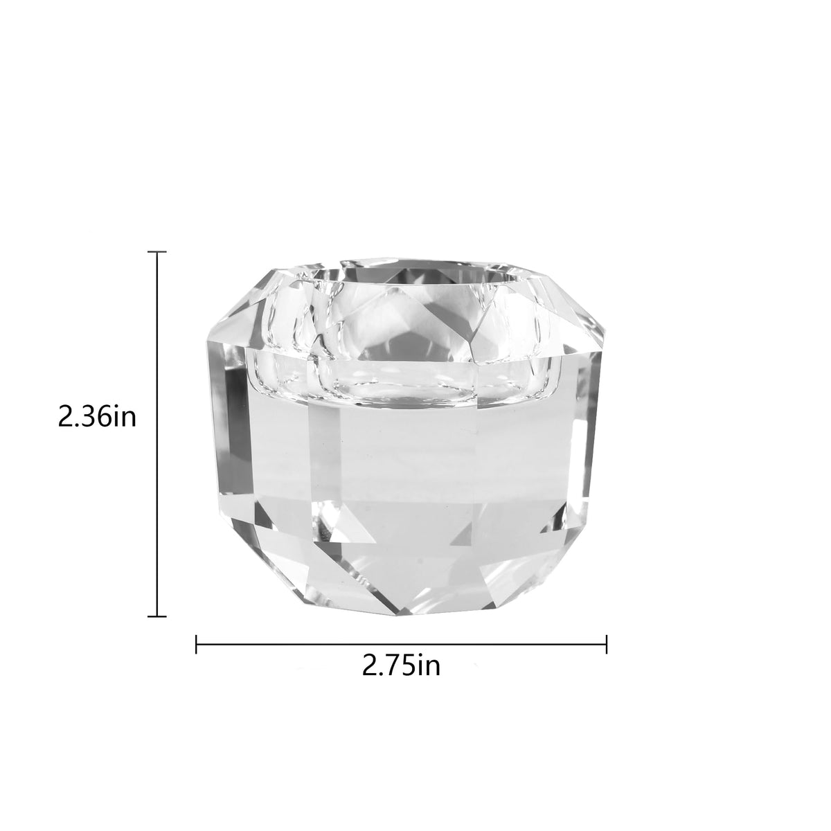 Kitcom Crystal Tealight Candle Holders Pack of 2 for Party Dinner Table Home Decor Hand Cut W2.7'' X H2.3'', Comes with Gift Box