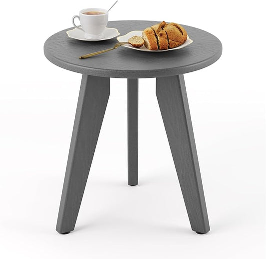 HDPS Outdoor Side Table, Small Round Side Table Weather-Resistant, Outdoor Side