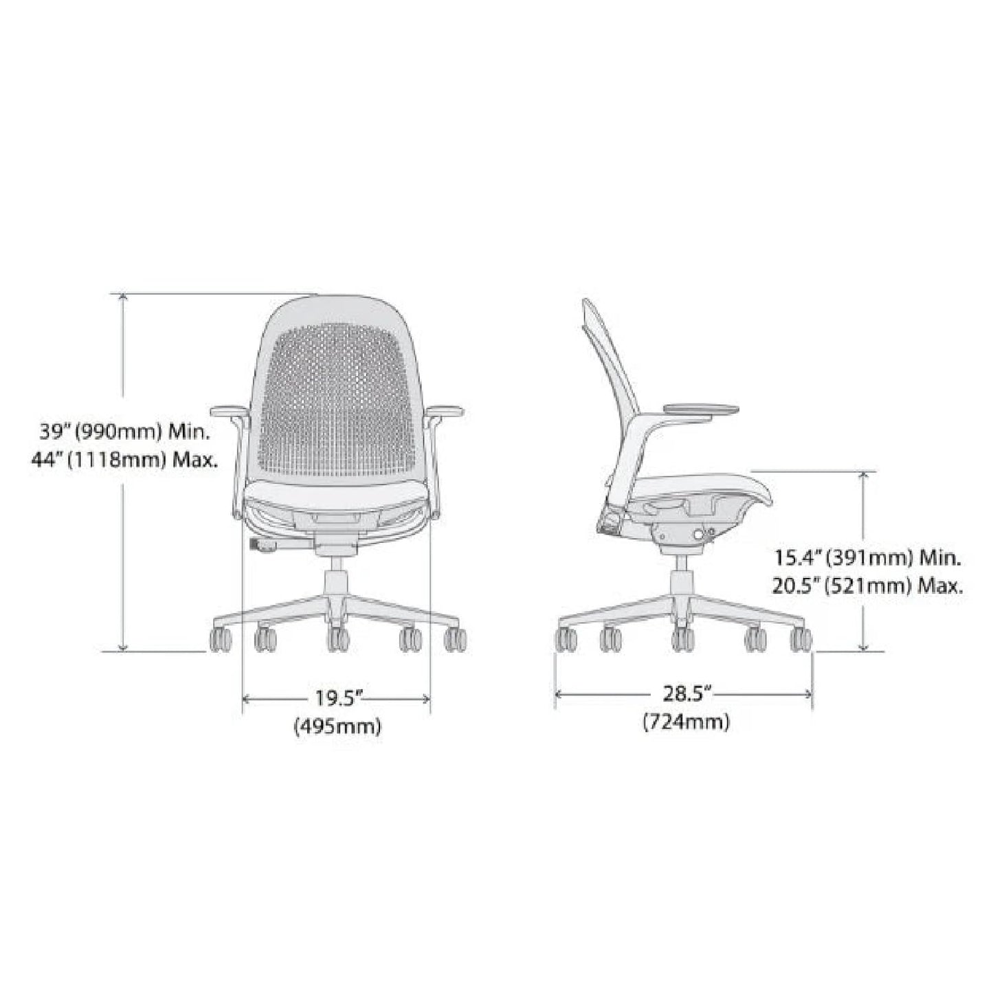 Haworth Breck Office Chair - Ergonomic Desk Seat with Height-Adjustable Lumbar Support, White Trim, Duo-Tone Hard Casters, and 4D-Arms (Lunar)