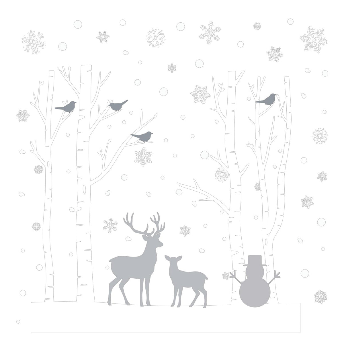 Kasubeso Merry Christmas Wall Decals, Black Santa Reindeer and Snowflake Window Clings, Removable Vinyl Wall Stickers for Holiday Party Bedroom Living Room Offices Home Decoration