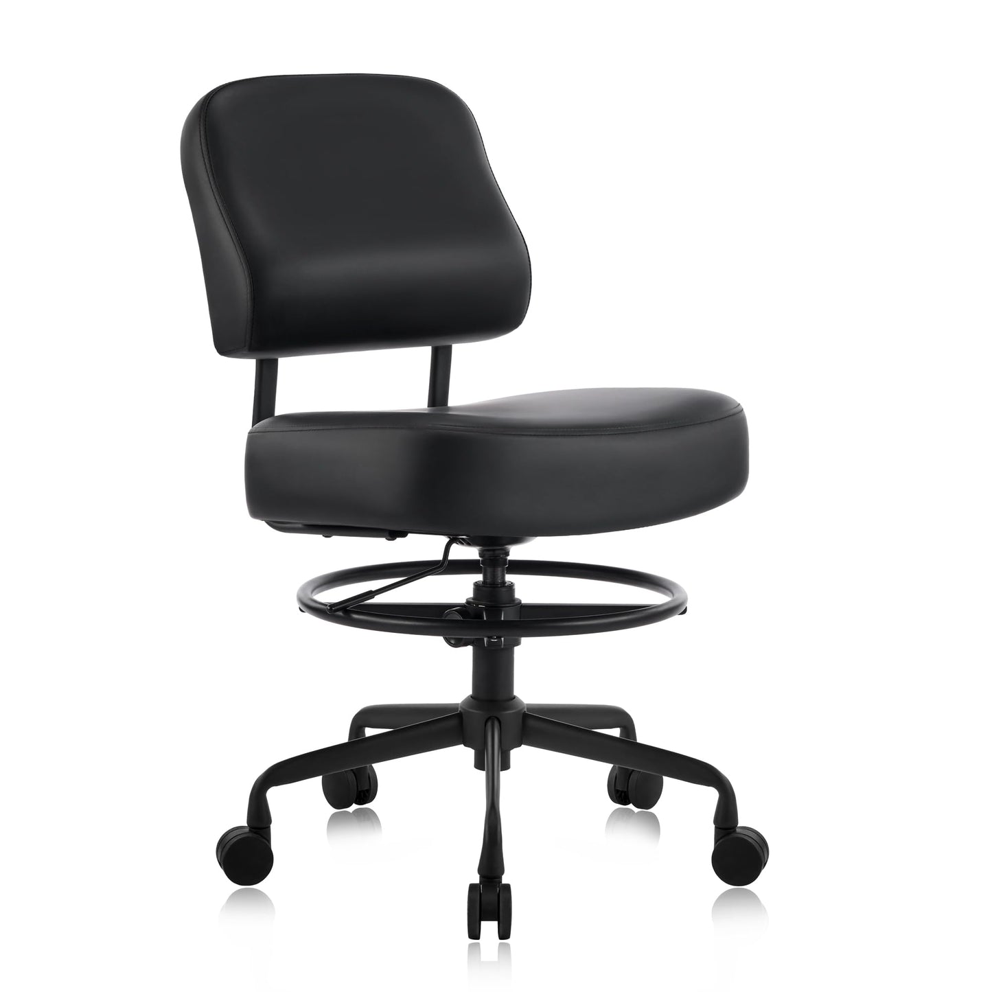 DR.LOMILOMI Pneumatic Swivel Rolling Saddle Stool 504 Kalea with Adjustable Foot Ring for Clinic SPA Tattoo and Home (Black, Backrest Add-on)
