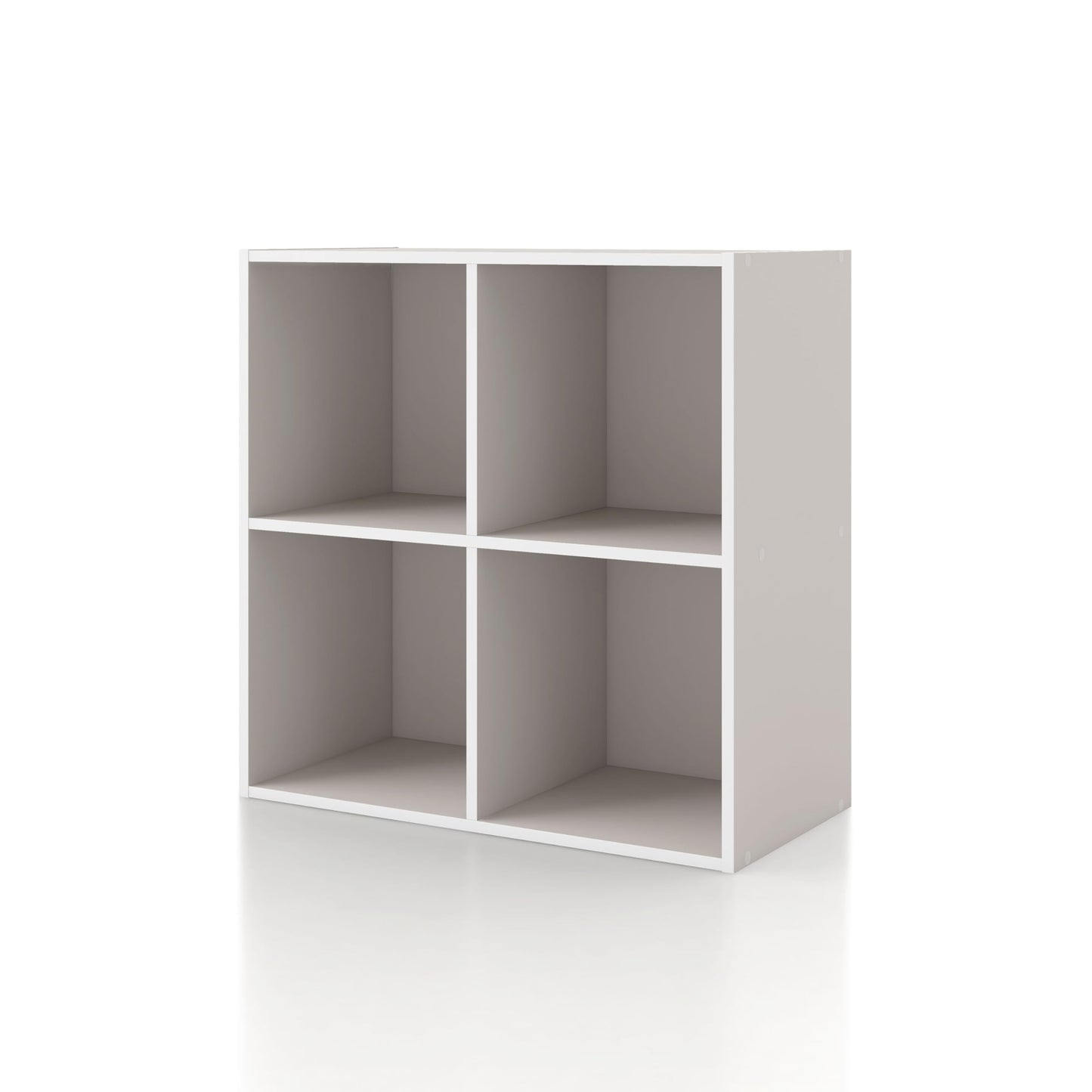 Homes: Inside + Out Apexa 4-Cube Storage Organizer Shelves, Stackable Wood Bookcase Fits Cubby Bins for Organization, Dorm Teen Room Decor & Home Office, Taupe Grey