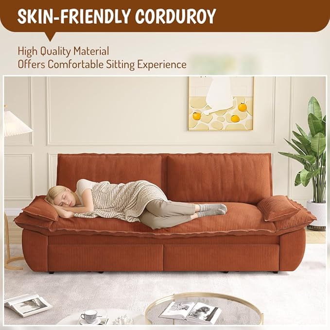 73.2" Sofa Bed Queen, 3-in-1 Pull Out Sofa Bed