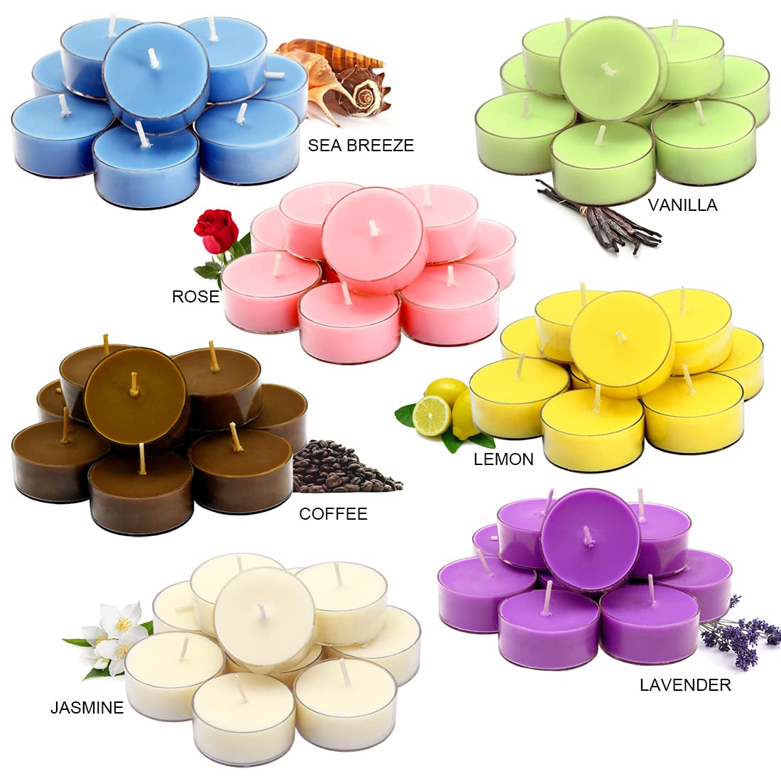 DEYBBY Scented Tealight Candles, Long Lasting Soywax Tea Candle Used for All of Holders|Clear Cup|12 Counts|Up to 4 Hour Burn Time|Coffee