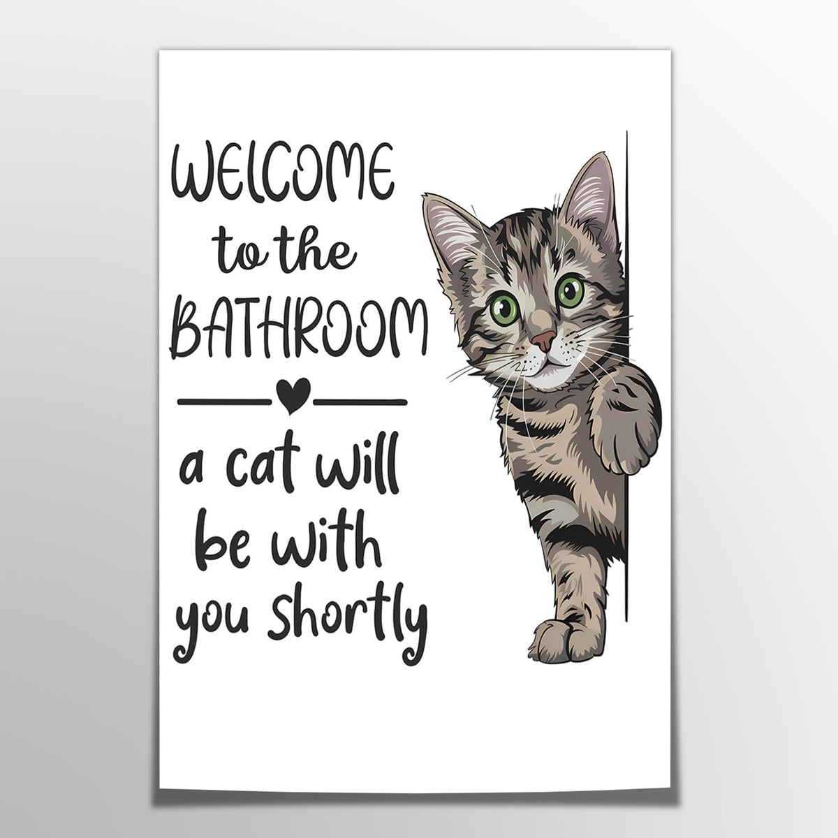 HNNXAR Funny Cat Bathroom Wall Art,Welcome To The Bathroom A Cat Will Be With You Shortly Paintings Posters,Black and White Funny Animal Canvas Pictures Prints Wall Decor 16x24in Unframed