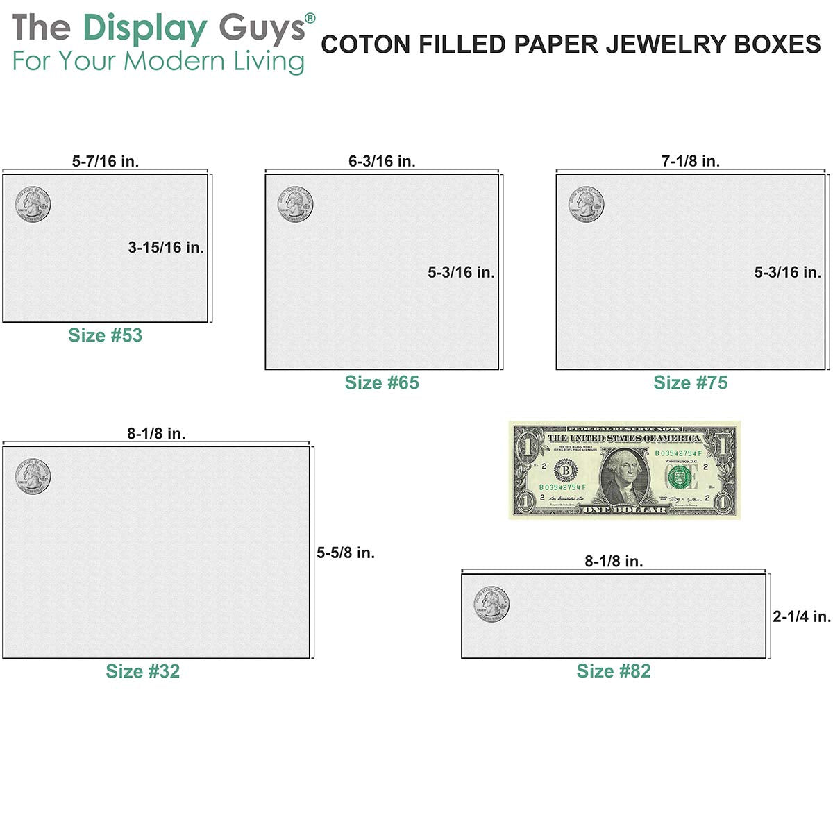 TheDisplayGuys - 25-Pack #11 Cotton Filled Cardboard Paper Jewelry Boxes Gift Case - Pearl Gray (2.1" x 1.8" x 0.8") - for Shipping or Storage