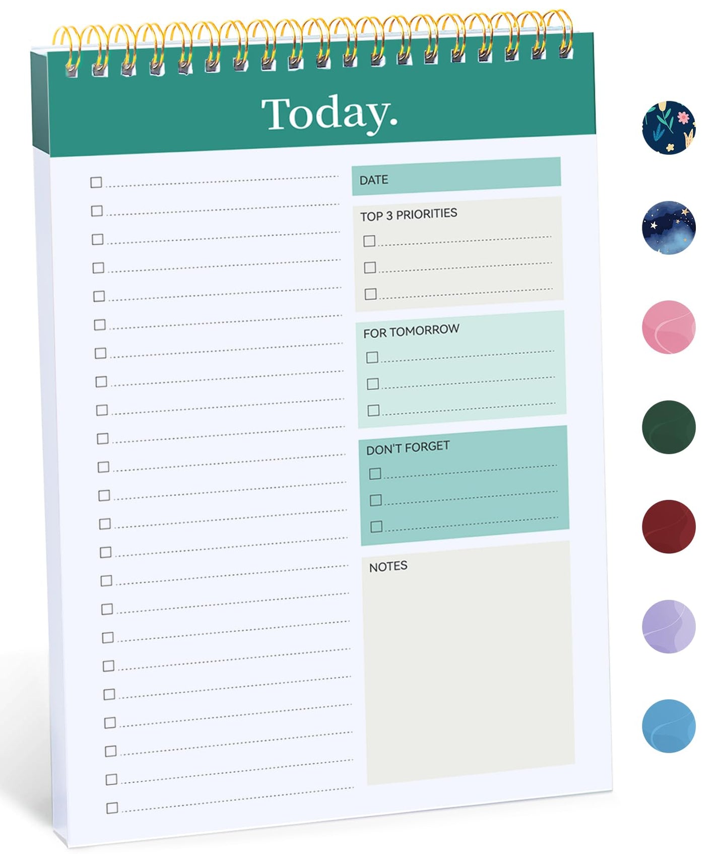 Taja To Do List Notepad - To Do List Notebook for Work with 52 Sheets, 9.8" x 6.5", Undated Daily Planner Perfect for Daily Tasks and Goal Setting, Notepad Suitable for Office, Home & School - Greenery Sway