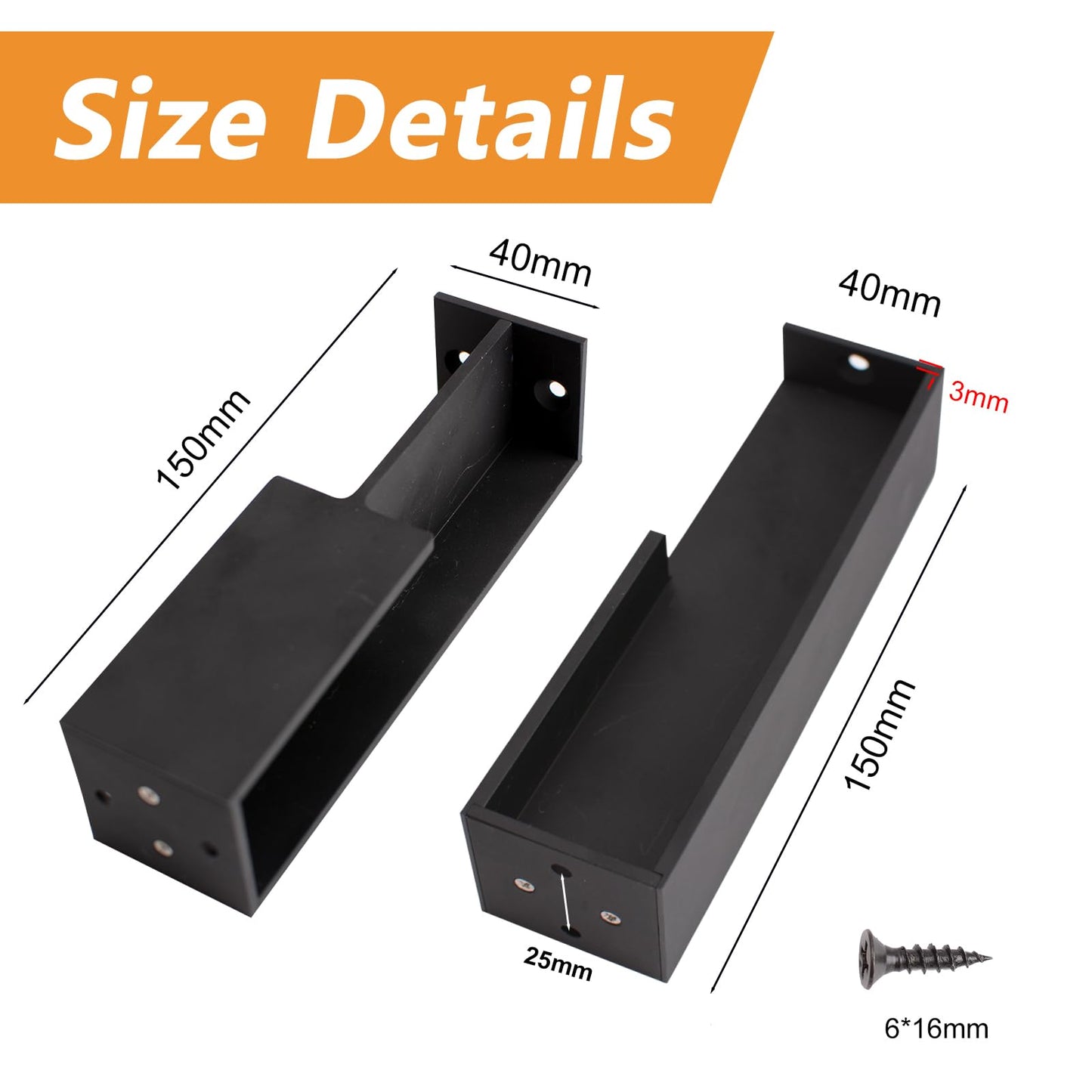 MOROBOR 1 Pcs Pocket Door Edge Pull, Hidden Handle, Sliding Door Pull Hardware, Recessed Finger Flush Pull for Sliding Barn Drawer Cupboard Wardrobe(Black)