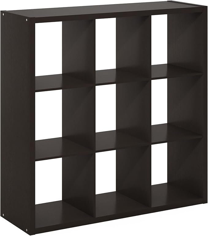 Furinno CUBICLE Book Shelf, 9-Cube Bookshelf, Extra Thick Frame Reversible