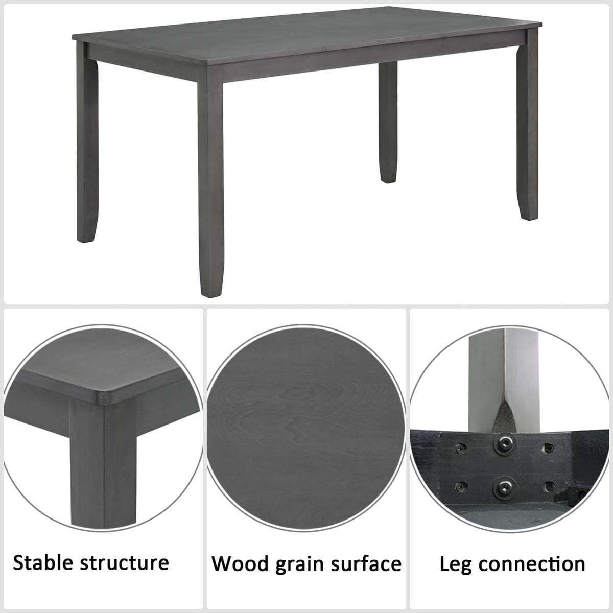 Trygoal Dining Table Set for 6, Farmhouse 6 Piece Dining Room Table Set with Rectangular Table, 4 Upholstered Backrest Chairs and Bench, Counter Height Kitchen Sets with Warm Woodgrain Finish, Gray