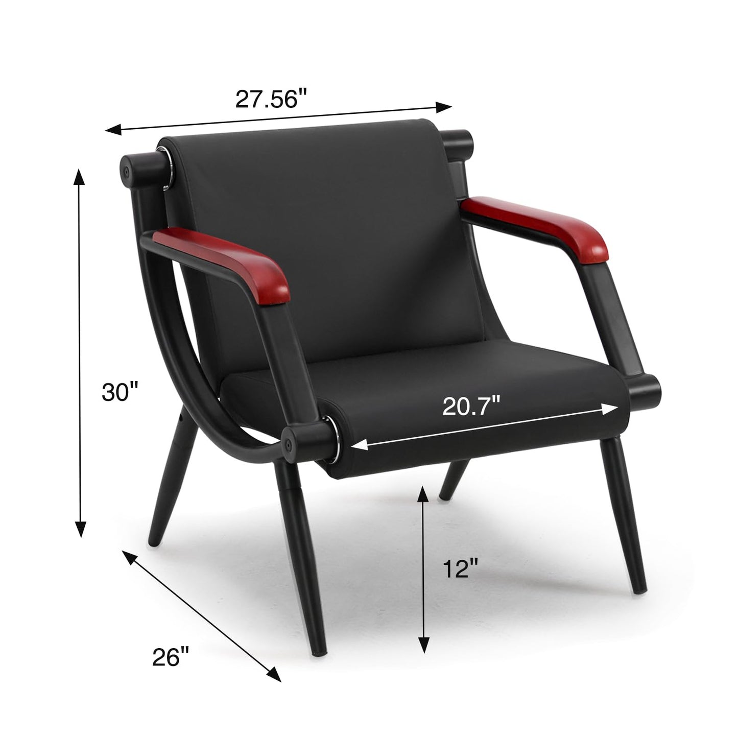 wonline Waiting Room Chairs, Office Furniture Reception Chairs with Arms, Leather Chairs is Suitable for Clinic,Airport,Hospital,Barber,Salon,Bank-Black