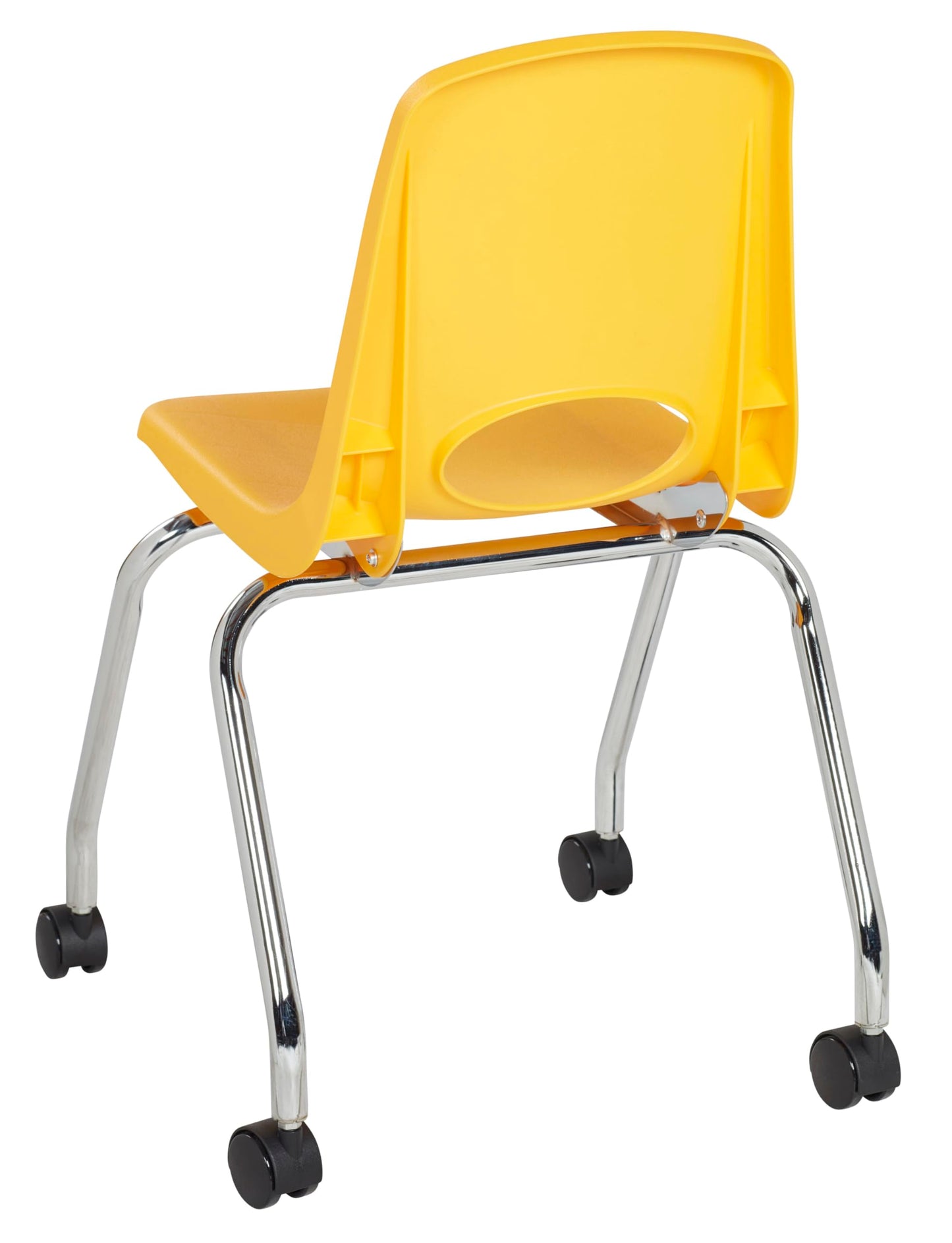 FDP 18" Mobile School Chair with Wheels for Kids, Teens and Adults Ergonomic Seat for in-Home Learning, Classroom or Office - Yellow (2-Pack)