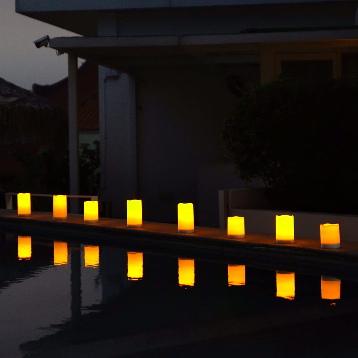 Homemory Solar Powered Candles Outdoor Waterproof, Flickering Glow, Rechargeable Candles, Solar Powered Candles for Outside, Lanterns, Sensor Only, Dusk to Dawn, Set of 3