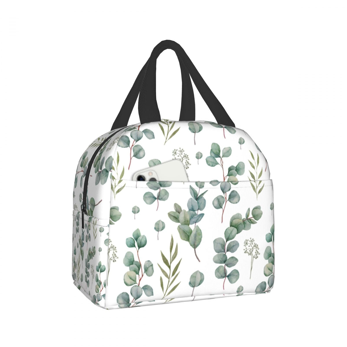 Giwawa Eucalyptus Leaves Lunch Bag Green Leaf Insulated Durable Handbag Portable Cooler Organizer Lunch Box for Work Office Travel Picnic