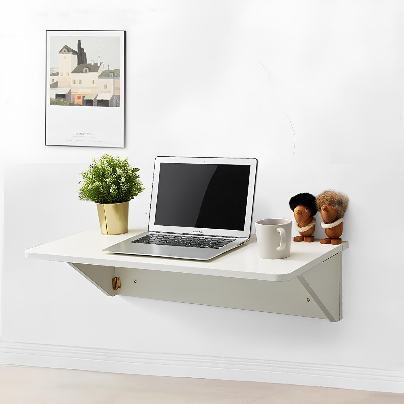 GBRMZOP Folding Table, Wall Desk, Wall Mounted Folding Table, Floating Laptop Desk, Functional Hanging Desk, Murphy Desk Foldable with One Click, for Dining, Room,Laundry Room Study, Kitchen(Wood co
