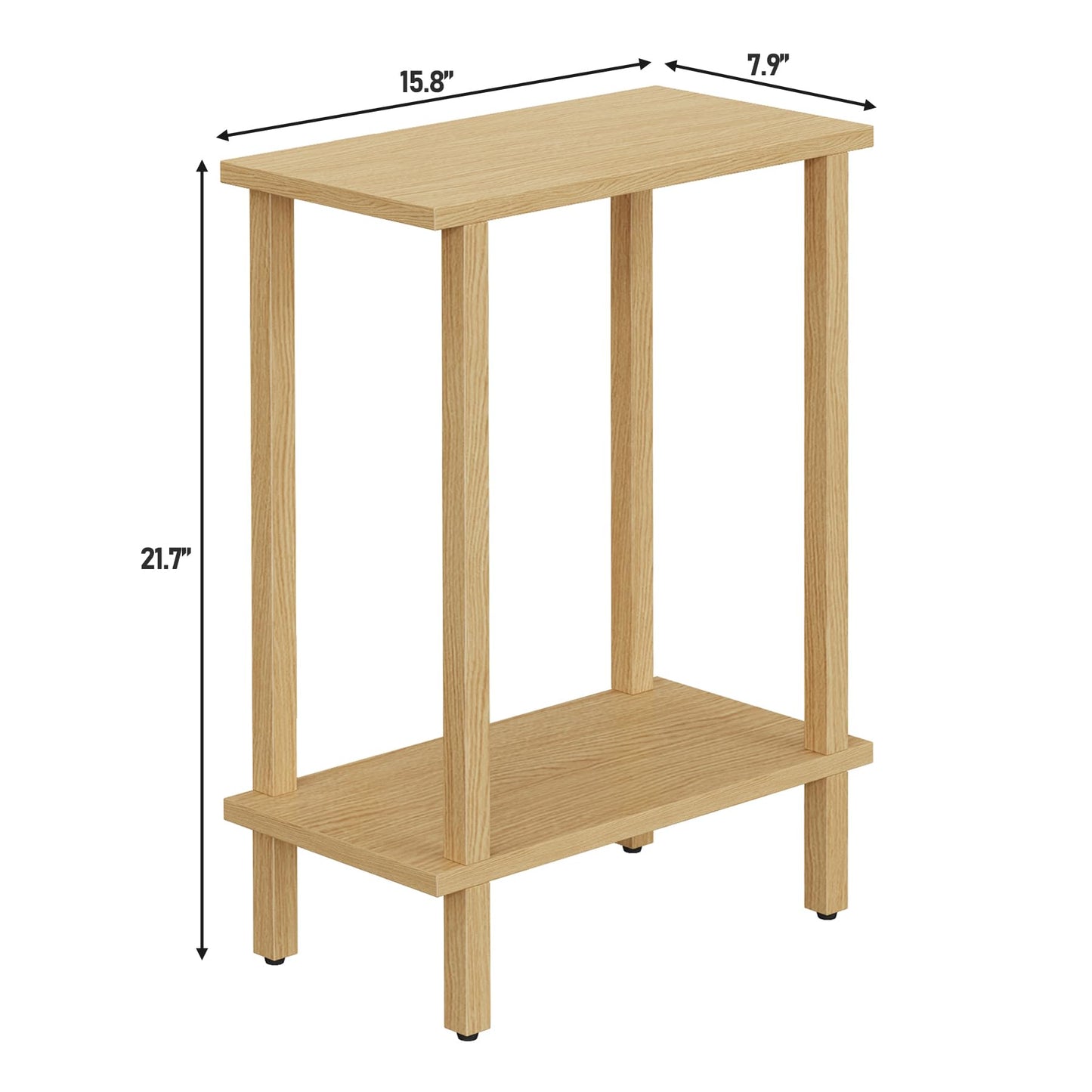TUTOTAK Small Side Table, Narrow End Table, Skinny Sofa Table, Slim Nightstand, Couch Table, Living Room, Bed Room, Natural TB01BN062