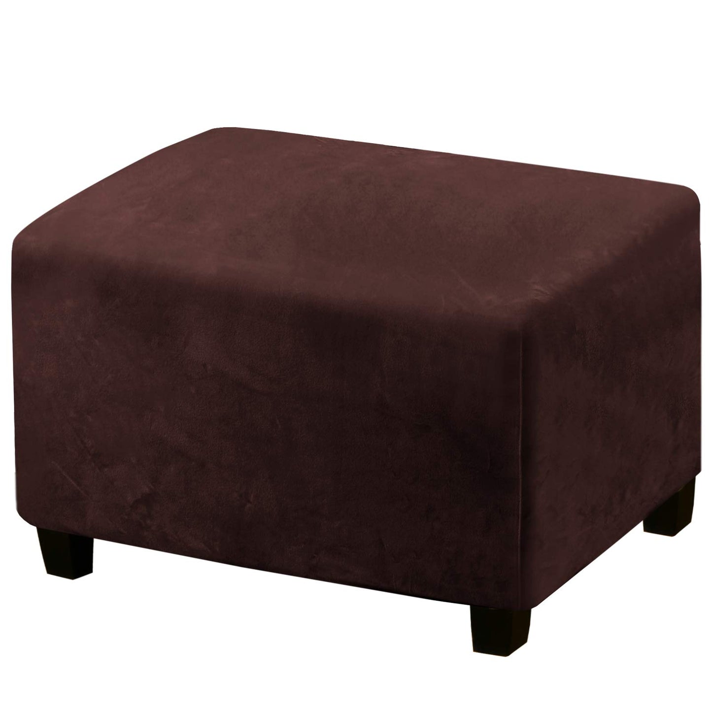 PrinceDeco Real Velvet Plush Ottoman Cover Soft Rectangle Folding Storage Covers Furniture Protector Removable Footstool Protect Footrest Covers Elastic Bottom(X-Large, Brown)