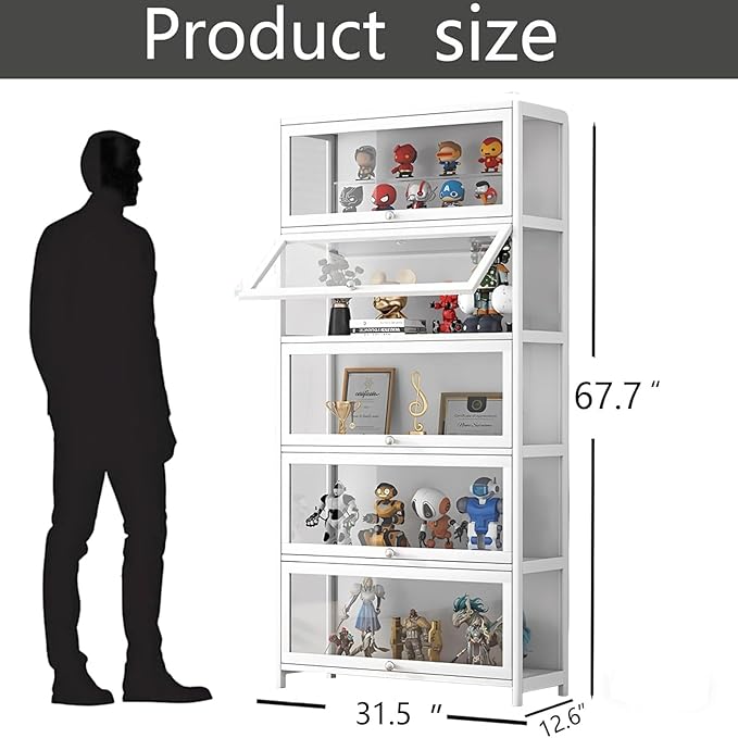 Display Cabinet with Acrylic Door, 5-Tier Curio Cabine, Collectibles Toy