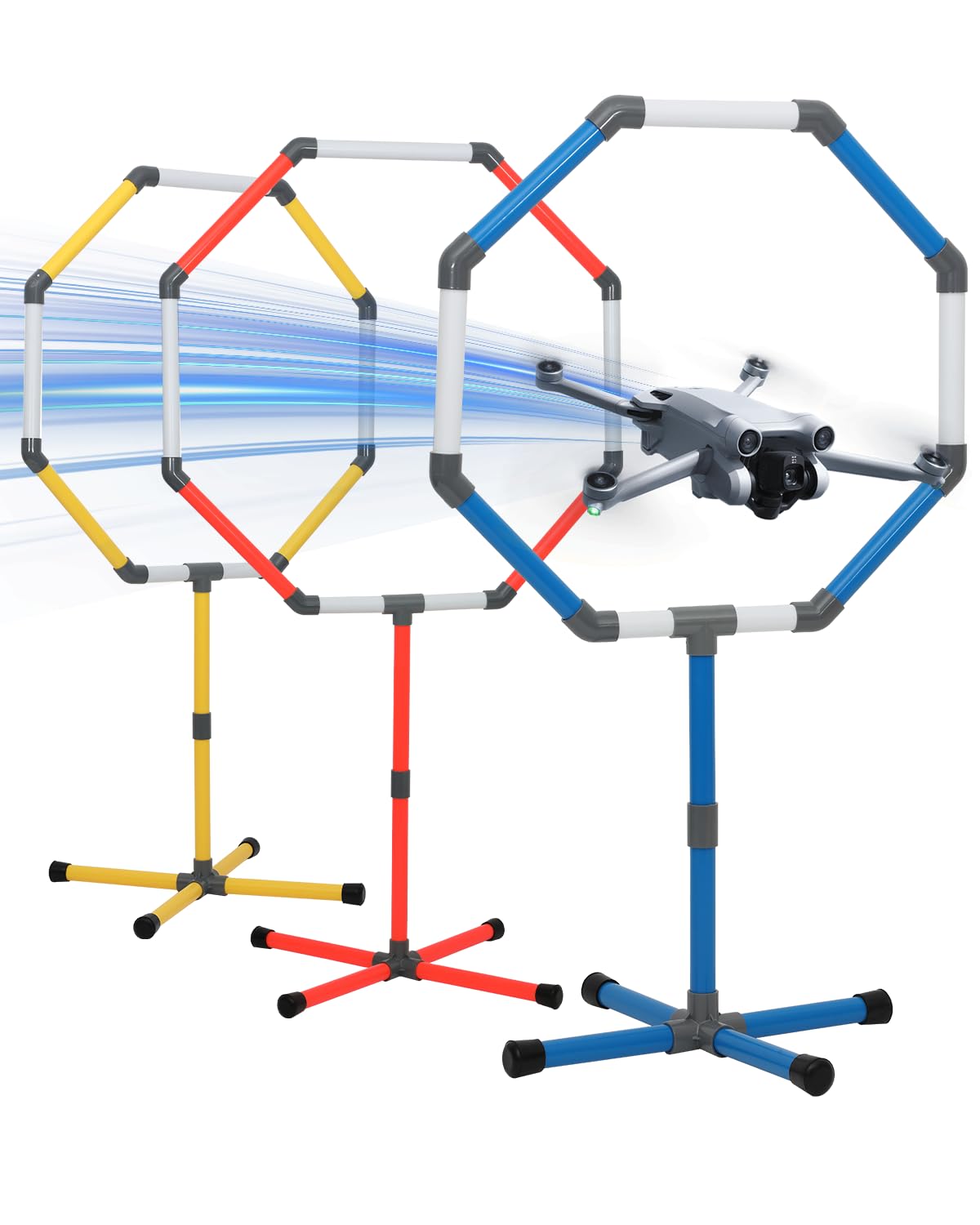 Drone Obstacle Course Kit, Includes 3 Different Hoop Sizes, Professional RC FPV Racing Training Set for Kids & Adults, Portable Game Loop Gate System with Separate Storage Bag