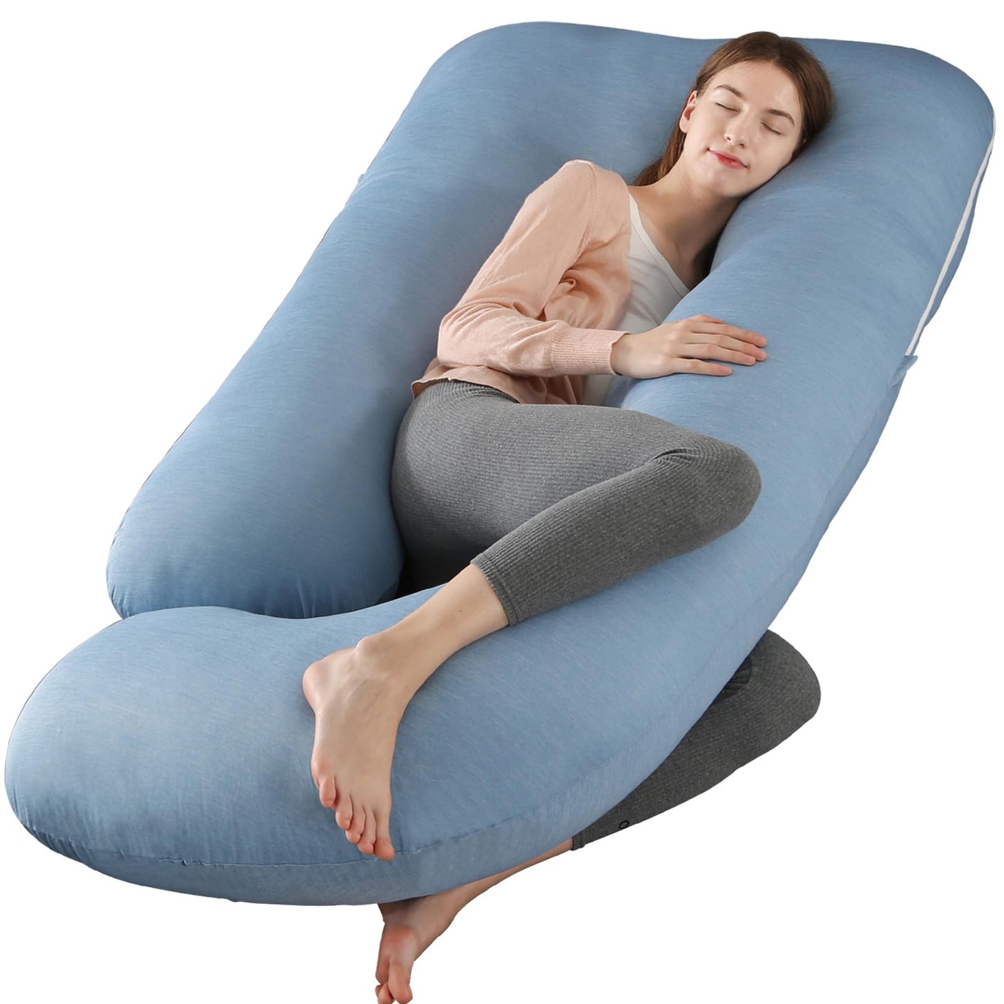 BATTOP Pregnancy Pillow for Sleeping,Maternity Pillow with Cooling Removable Cover,57 Inch Cooling Body Pillow,Support for Back,Hips,Legs,Belly,Pregnancy Must Haves