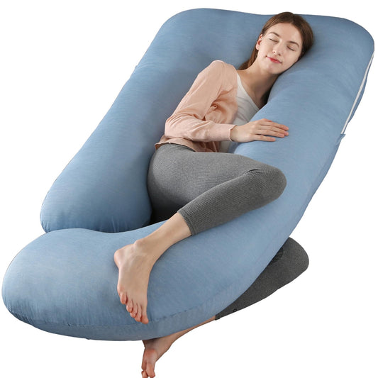 BATTOP Pregnancy Pillow for Sleeping,Maternity Pillow with Cooling Removable Cover,57 Inch Cooling Body Pillow,Support for Back,Hips,Legs,Belly,Pregnancy Must Haves