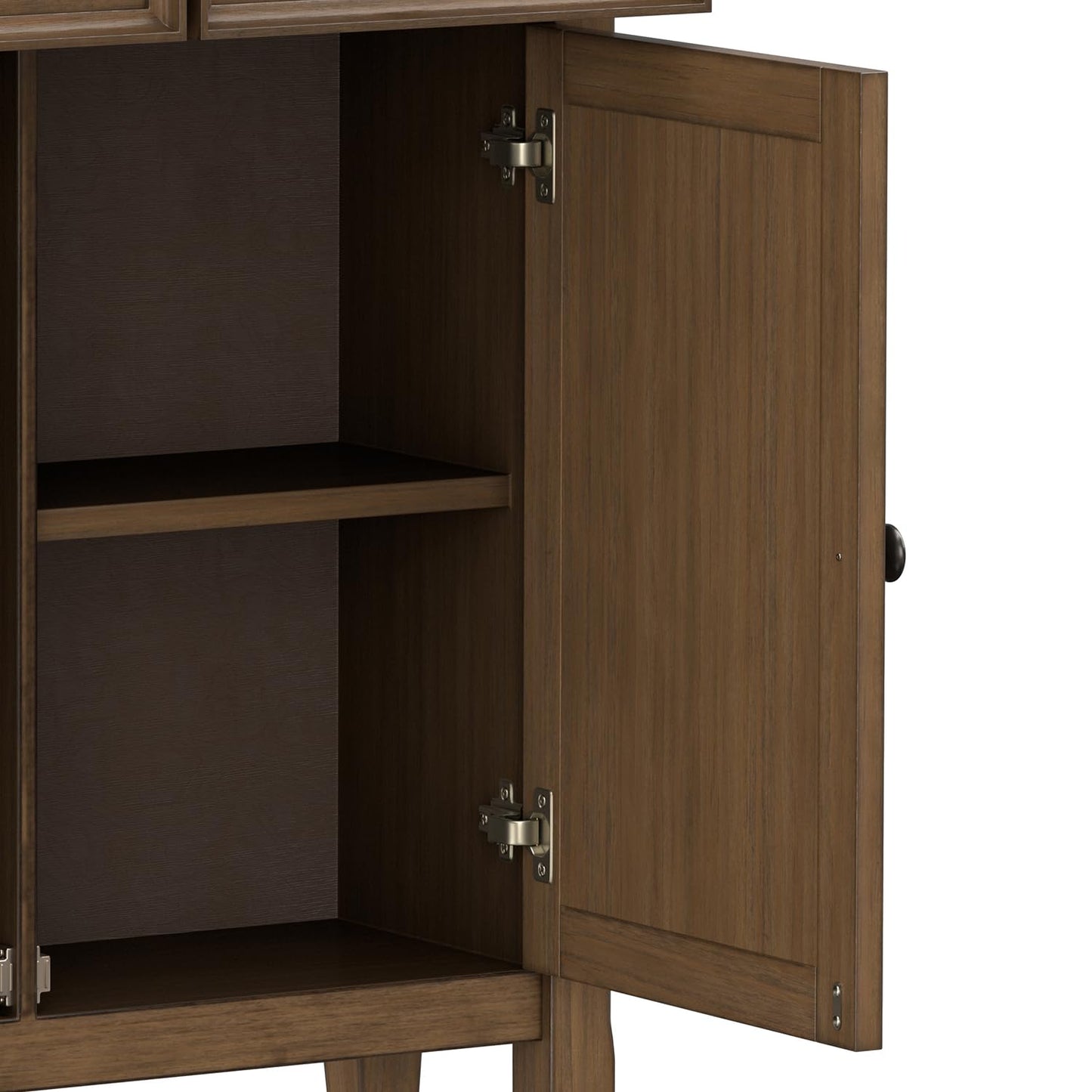 SIMPLIHOME Amherst Storage Cabinet - 36 inch Wide Solid Wood 2-Shelf Entryway Console in Rustic Natural Aged Brown, Transitional Cupboard for Living Room or Hallway with Drawers and Adjustable Shelves