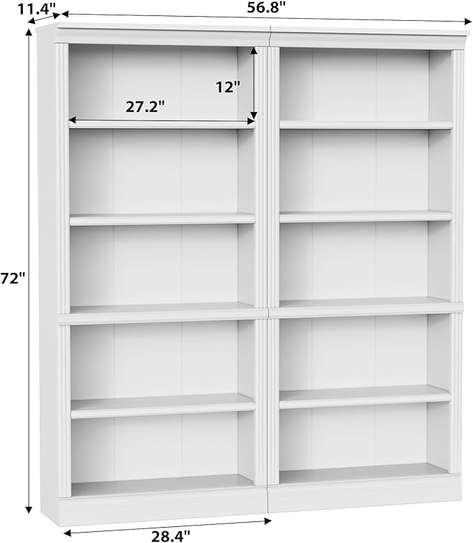 Furniwell Bookcase Bookshelves, 5-Shelf Tall Bookcase 71" Wood Open Display