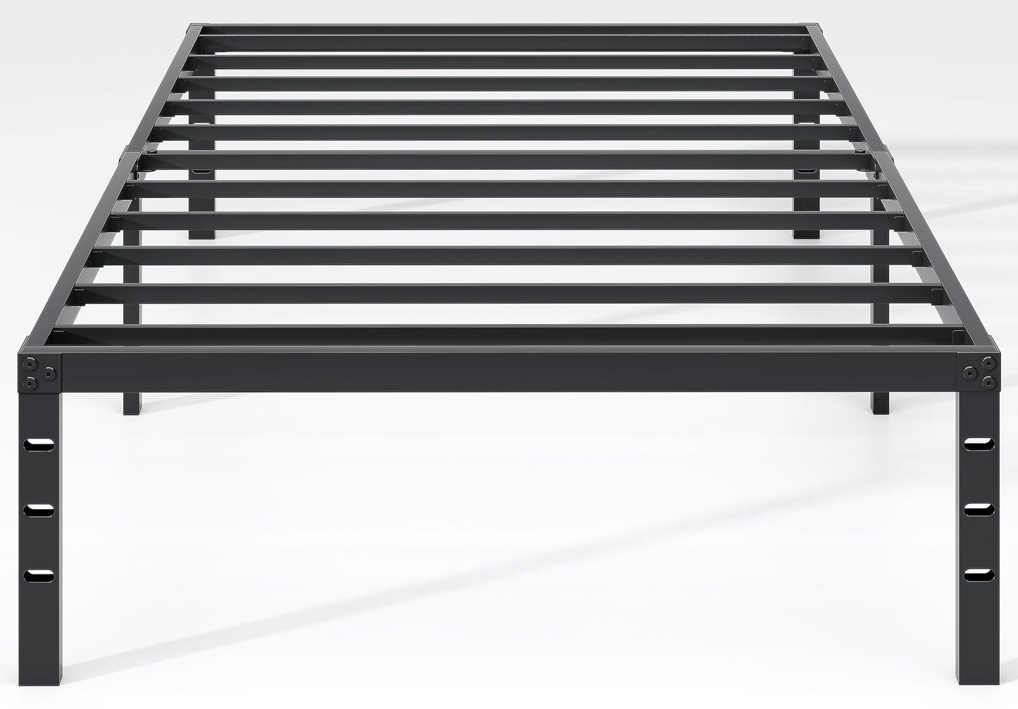 NEW JETO Metal Bed Frame,Twin Size Bed Frame with Storage Space,Heavy Duty Sturdy Mattress Foundation,Easy Assembly,No Box Spring Needed, Black,18 Inch,Twin