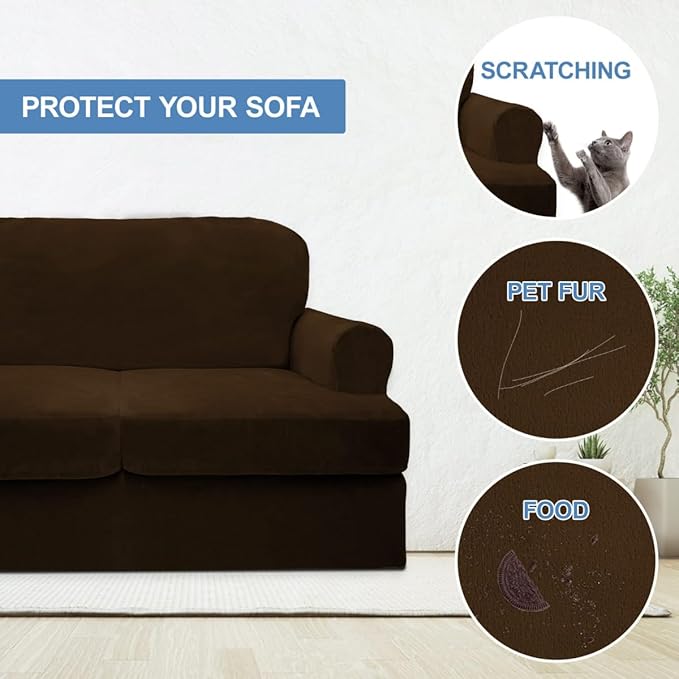 CUCRAF T Cushion Sofa Cover 2 Piece Armchair Slipcovers, Soft Thick Velvet