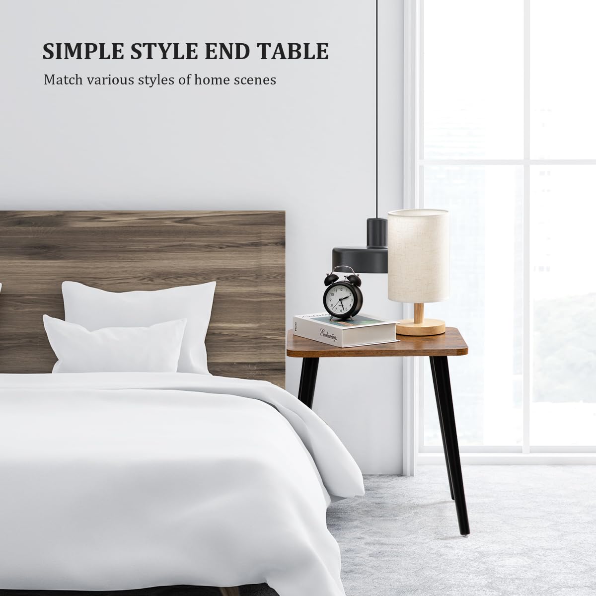 FORAOFUR Side Table, Rectangular Wooden Small End Table, Small Accent Table for Living Room, Bedroom and Balcony, Modern Side Tables for Spaces Home Decor, Easy Assembly