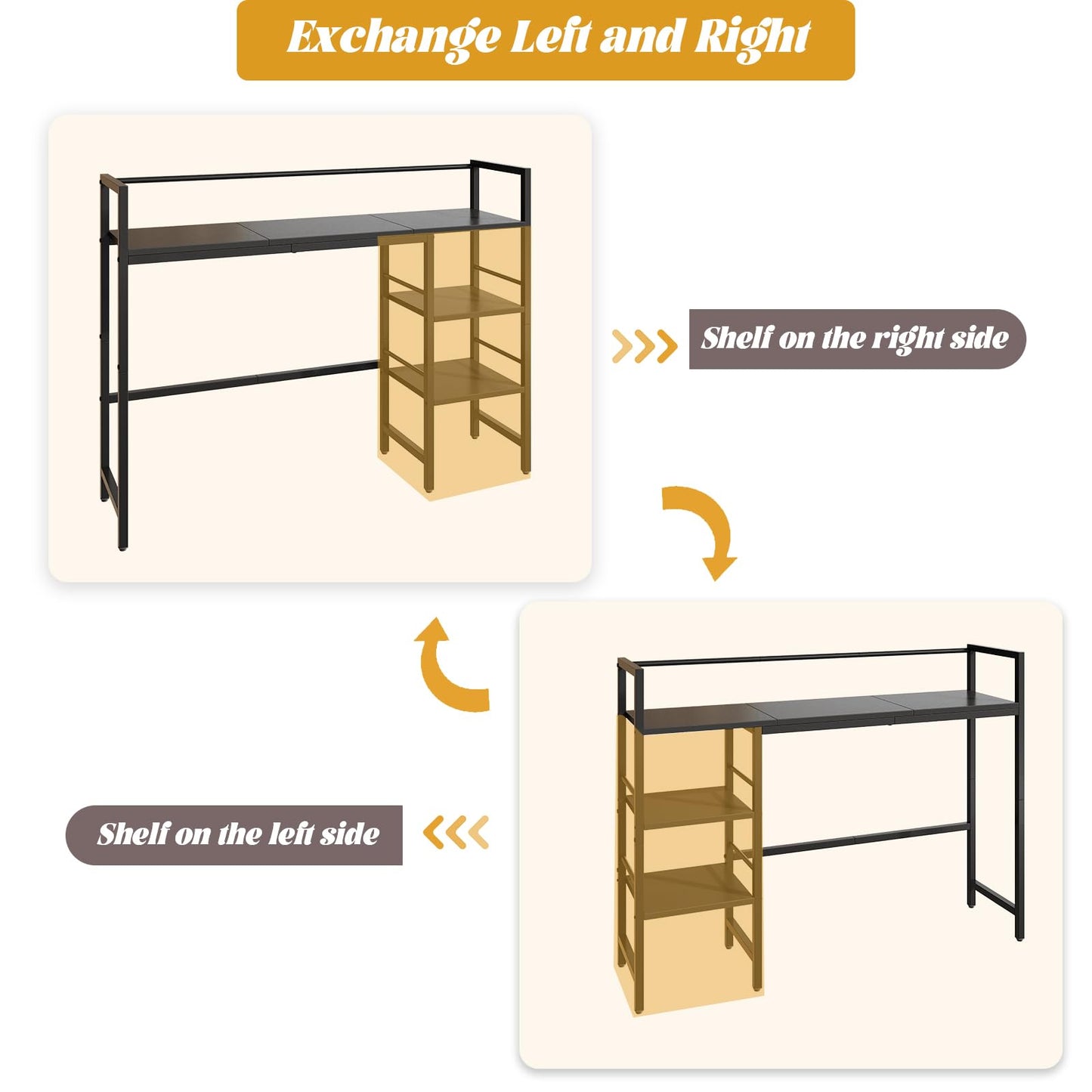 HavenlyYouth Desk Shelf, 38.6 Inch Wood Desk Organizer Shelf for Computer Monitor, Desk Hutch Storage, Desktop Shelf for Top of Desk, 3 Tier Desktop Bookshelf for Home Office Dorm, Black