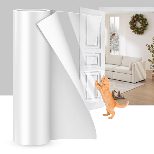 SZTCECDM Cat Couch Protector, Transparent Anti Scratch Furniture Protector, Self-Adhesive & Waterproof Tape, Shields Couches, Sofas, Chairs from Cat Claws & Damage(200in x 16in)