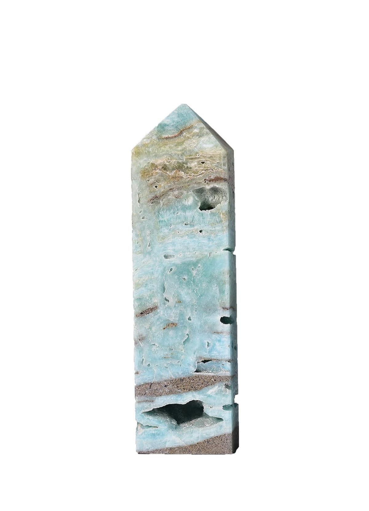 AMOYSTONE Healing Crystal Tower Wands Hemimorphite Large Obelisk for Home Décor Crystal Grid Therapy 1.3-1.7 LBS