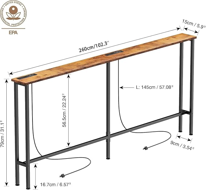 Keelian 102" Narrow Console Sofa Table