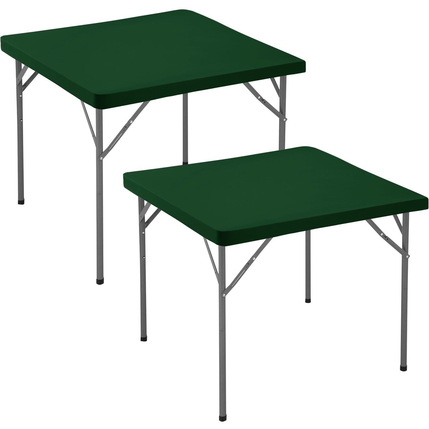Enjoyidea Square Fitted Tablecloth 34x34 Inch-2 Pack Hunter Green Card Elastic Spandex Table Cover-Small Stretch Christmas Table Cloths Topper Cap for Kitchen Dining Picnic Patio Outdoor Party Tables