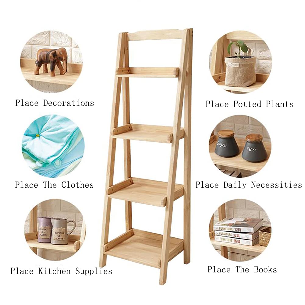 Wddwymll 4 Tier Ladder Shelf,Industrial Design Living Room Bookcases,Sturdy Easy Assembly,for Balcony,Bedroom,Office Storage Shelves