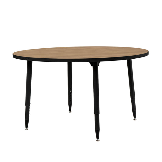 Adapte Commercial Classroom Activity Table - 48" Round, ADA Compliant Tapered Legs with Glides & Casters, Adjustable Height 22-34" Wheelchair Accessible, School & Office Furniture