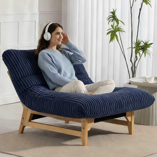 Comfy Reading Chair& Cloud Lounge Chair for Adults, Big Comfy Chair for Living Room Bedroom, Oversized|Giant|Cozy|Corduroy|Wood Frame (Blue)